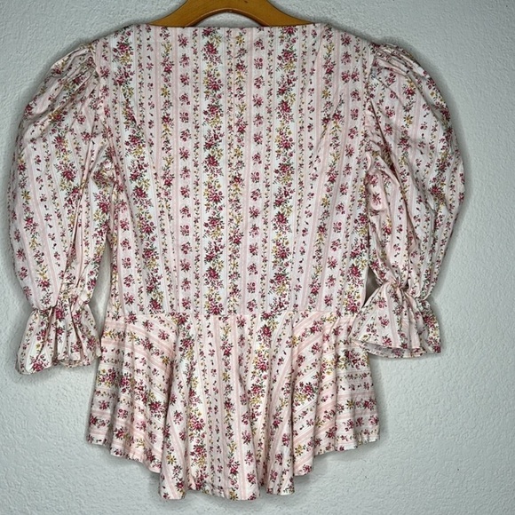 NWOT Revolve Petersyn Mimi Zip Peplum Top Beige Pink Sz Small Cottage Victorian - Picture 13 of 15